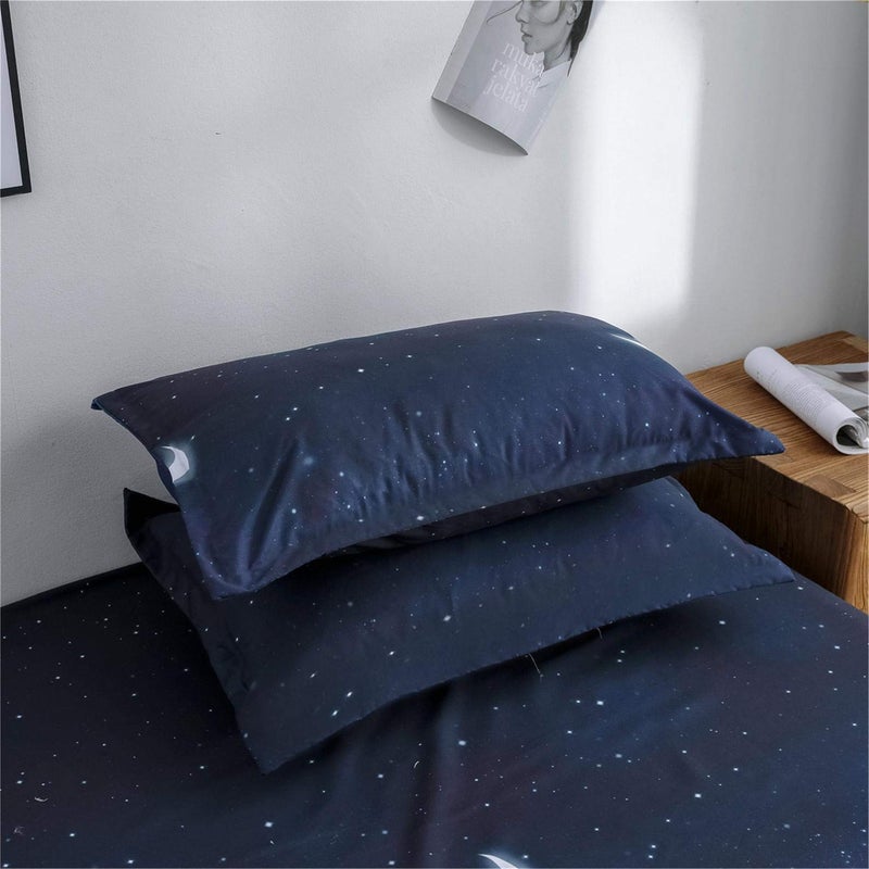 HYPREST Blue Duvet Cover King Size, Star Moon Printed Aesthetic Duvet Cover Set,Soft Breathable Bedding Comforter Cover King - Image 5